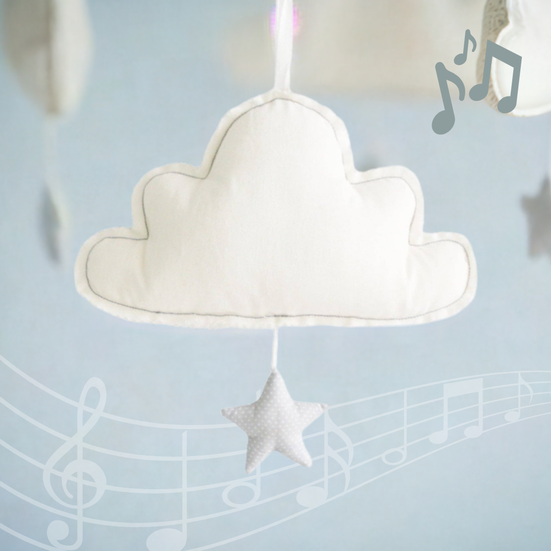 Alimrose Cloud Musical Mobile // Ivory & Grey