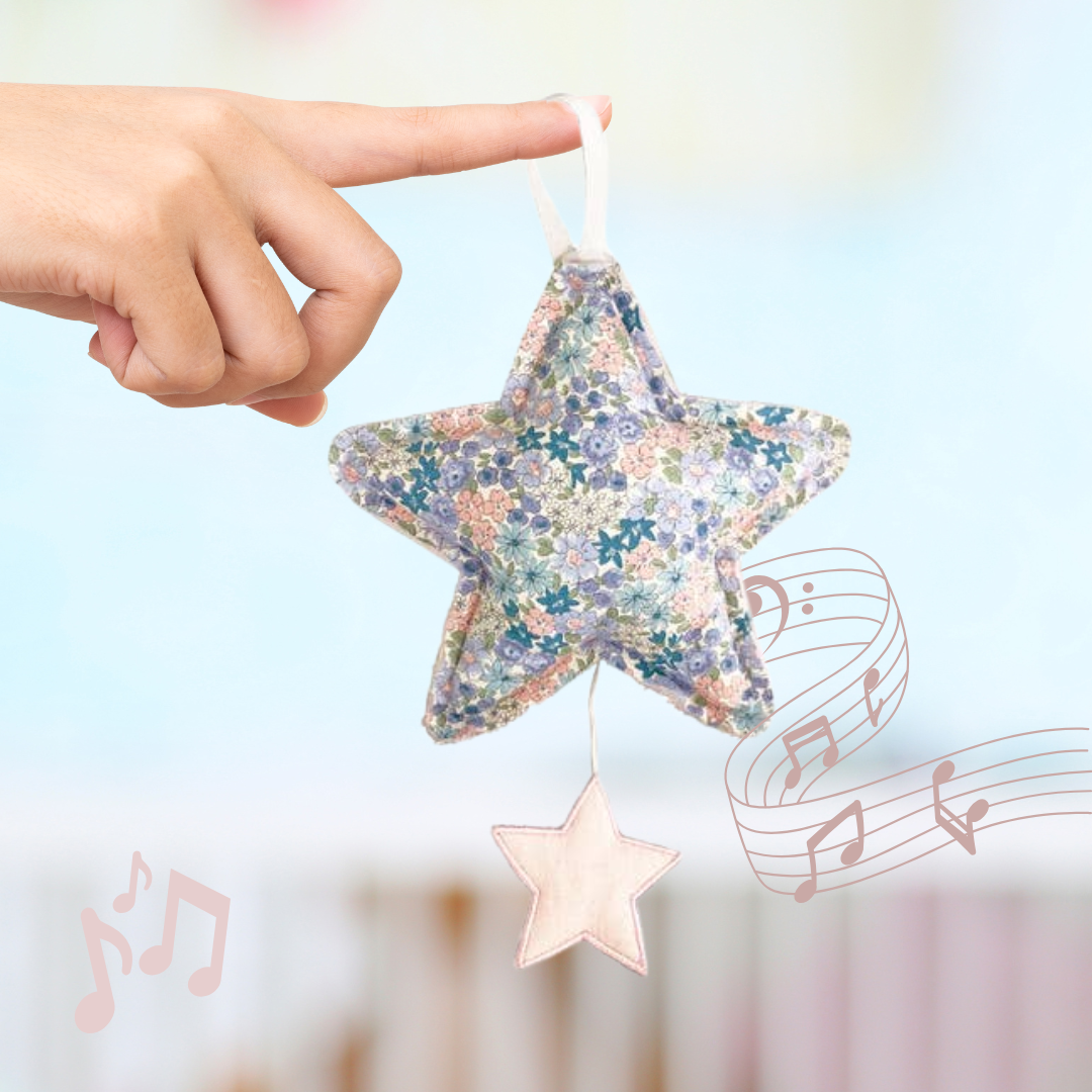 Alimrose Star Musical Mobile // Pink Linen & Liberty Blue