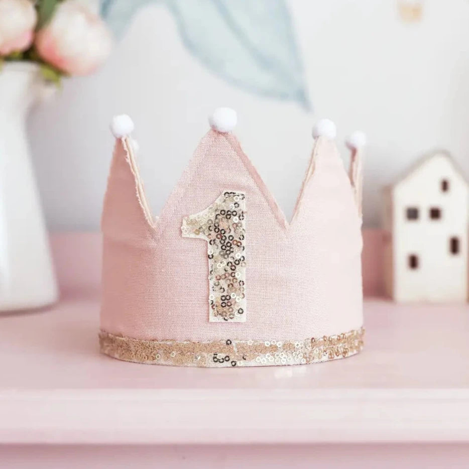 Alimrose First Birthday Crown // Pink and Gold