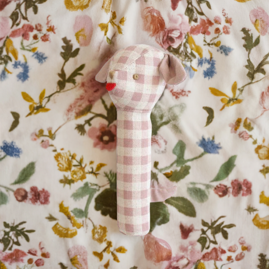 Alimrose Puppy Squeaker // Rose Check Linen