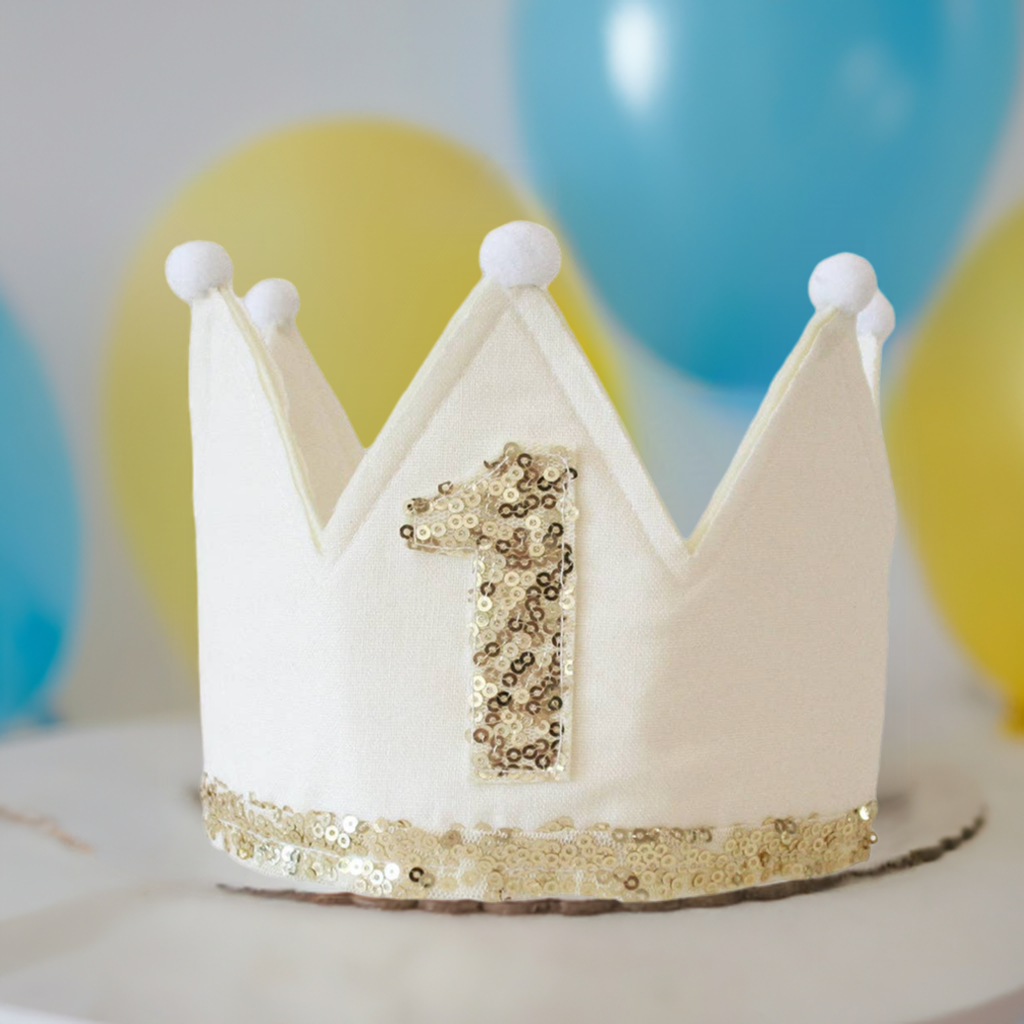 Alimrose First Birthday Crown // Ivory and Gold